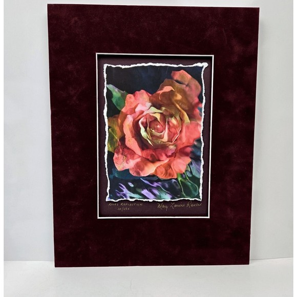Rosey Reflection Giclée Art Print Rose Flower Mary Louise Ravese Signed Numbered - Picture 3 of 14